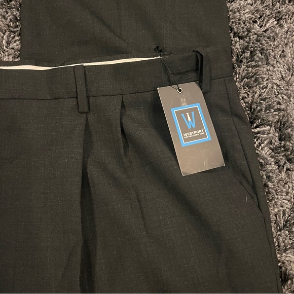 NWT WESTPORT MEN’S BIG AND TALL DARK GREY PLEATED WOOL PANTS - Picture 2 of 5